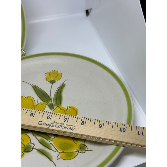 VTG Stonybrook Stoneware Dinner Plates Set of 2 Yellow Floral 10.5" Japan 1970s - Picture 6 of 7